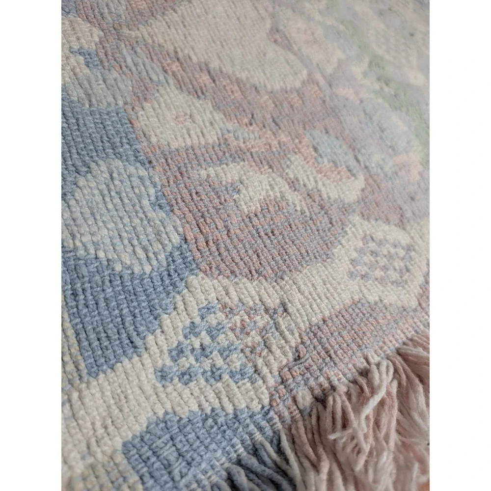 Vintage Cottagecore Nursery Throw Pastel Heart Decor Tapestry Throw Rug Pink